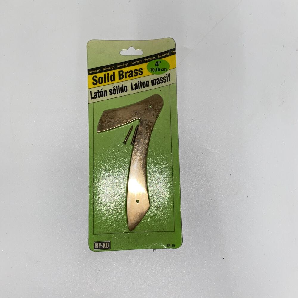 HY-KO 7 Seven Solid Brass House Number 4” tall with Nails